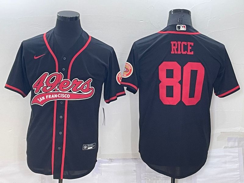Cheap Men San Francisco 49ers 80 Rice Black Nike Co branded Jersey